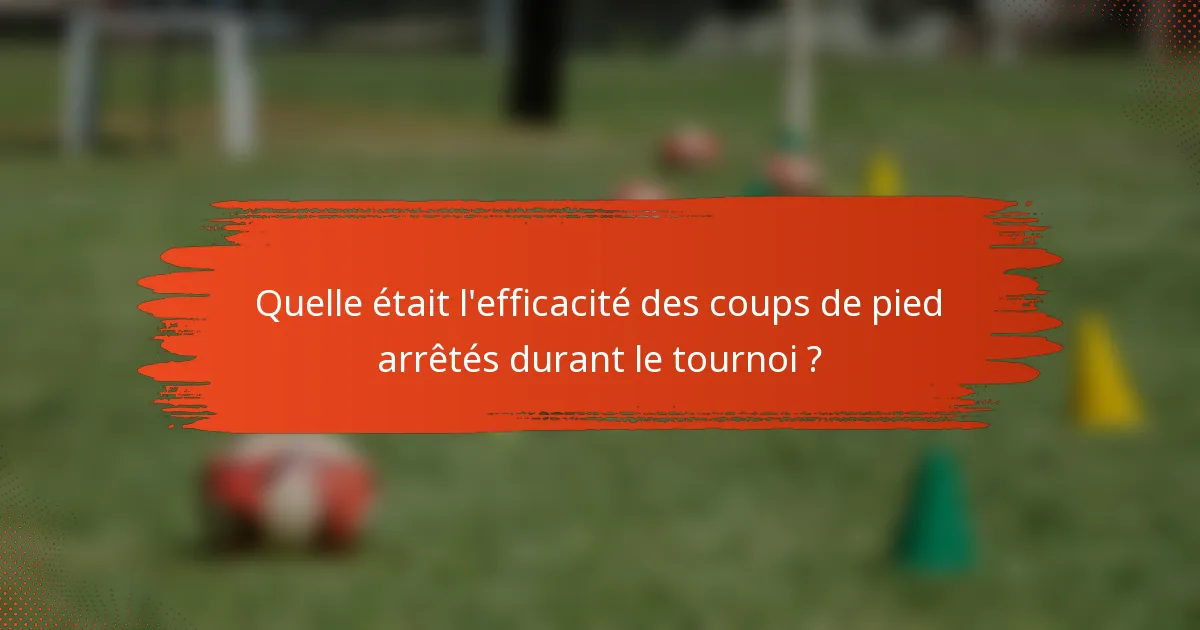 Quelle était l'efficacité des coups de pied arrêtés durant le tournoi ?