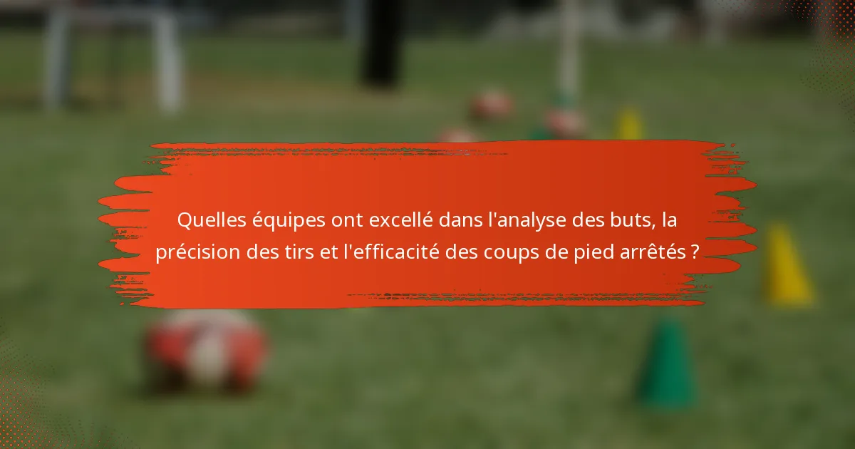 Quelles équipes ont excellé dans l'analyse des buts, la précision des tirs et l'efficacité des coups de pied arrêtés ?